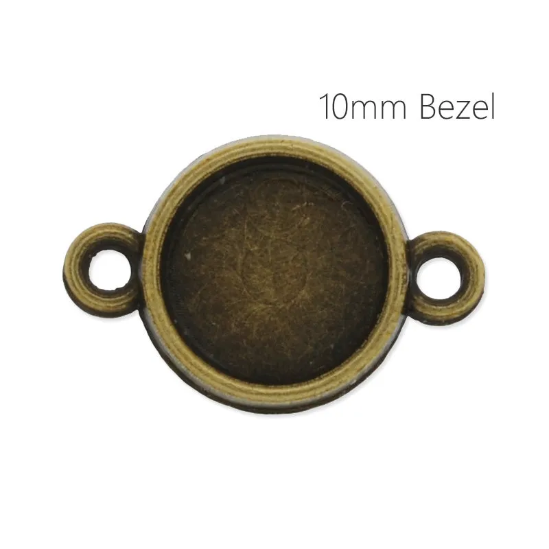 10mm Round Antique Bronze Plated double side bezels for bracelet,bracelet blanks,cuff bracelet blank, 50pieces/lot