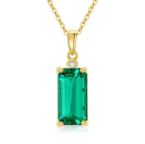 14K Real Gold Emerald Necklace for Women with Natural Diamond Emerald Jewelry Gifts for Mom Wife