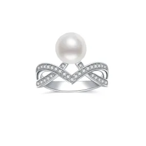 18K Solid Gold Diamond Akoya Hanadama Pearl Ring KR00042 | Desire