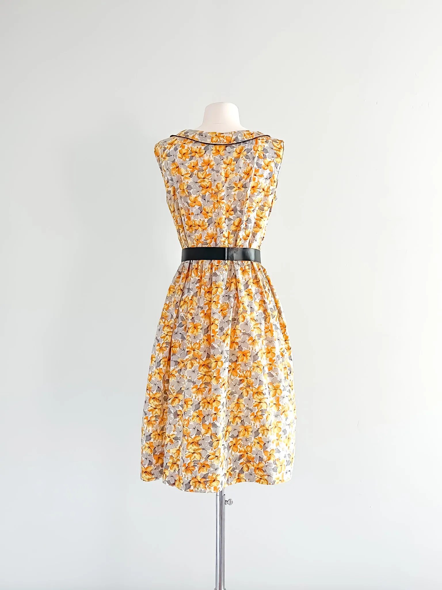 1950's Golden Primrose Cotton Sundress Dress / Sz L