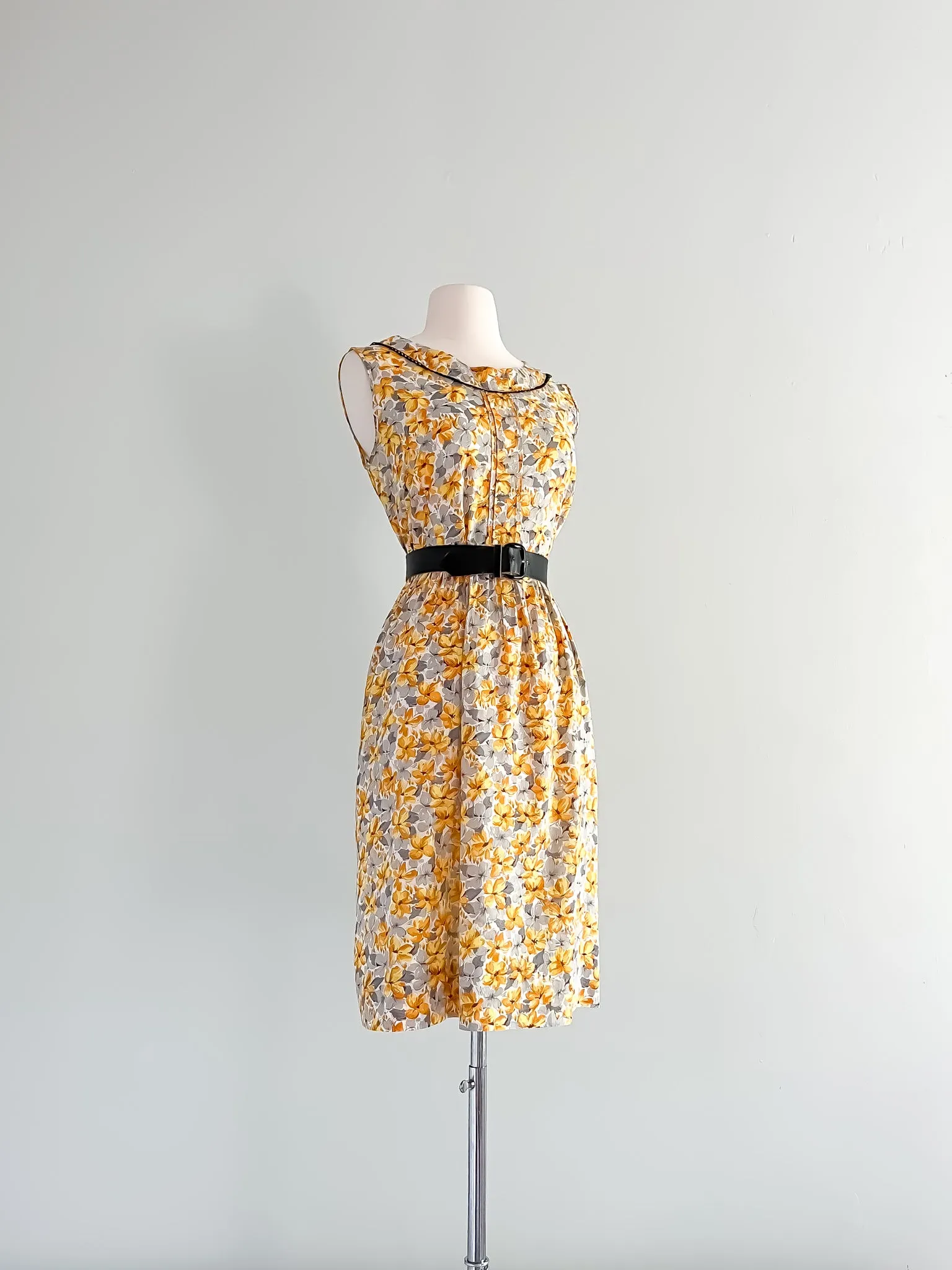 1950's Golden Primrose Cotton Sundress Dress / Sz L