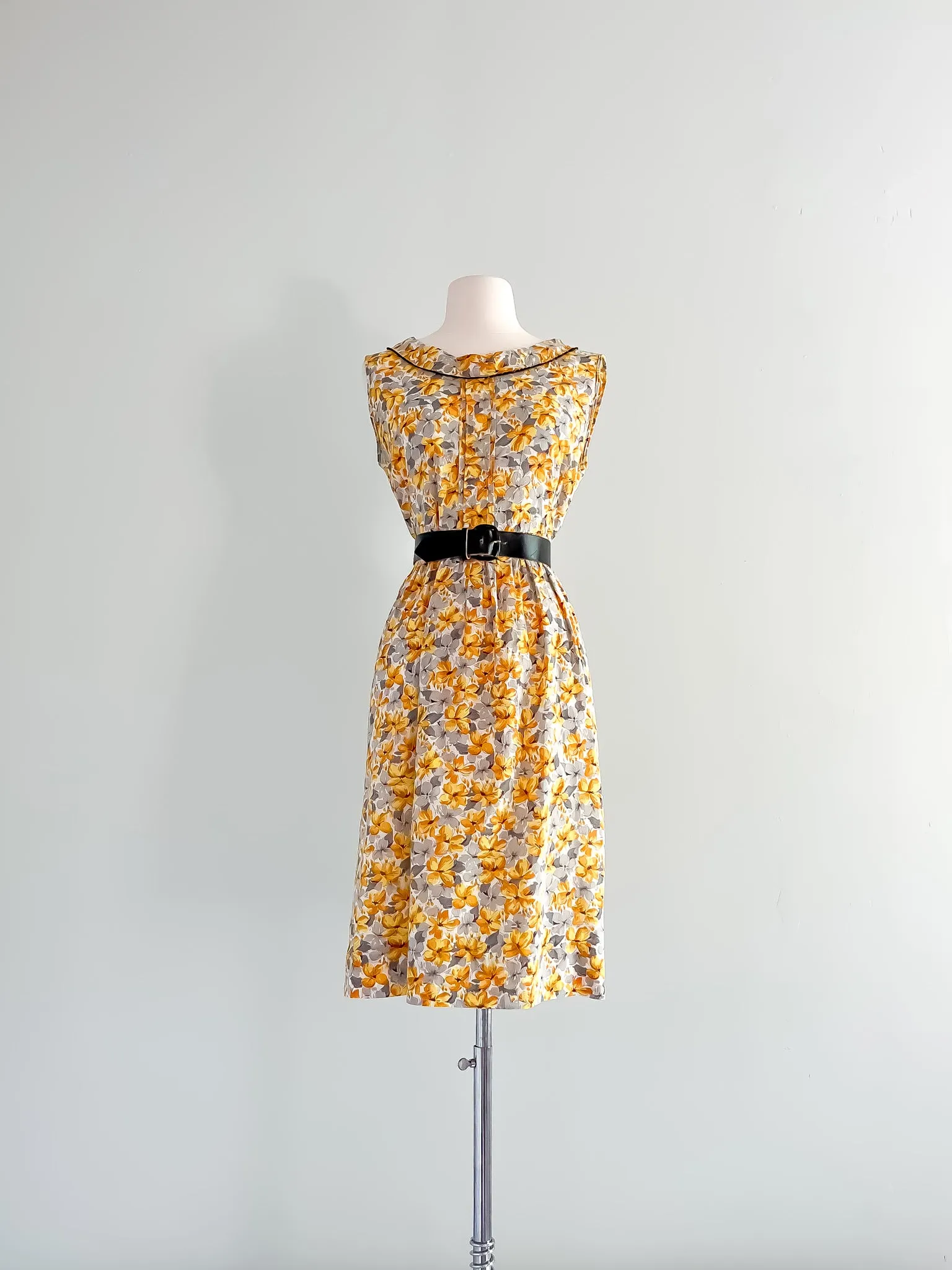 1950's Golden Primrose Cotton Sundress Dress / Sz L