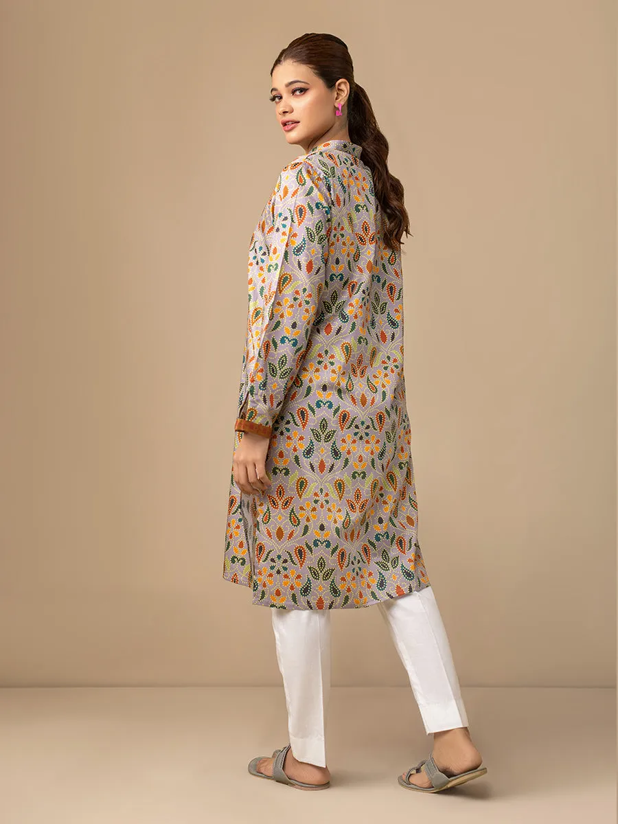 1pc - Stitched Basic Printed Cotton Silk Shirt