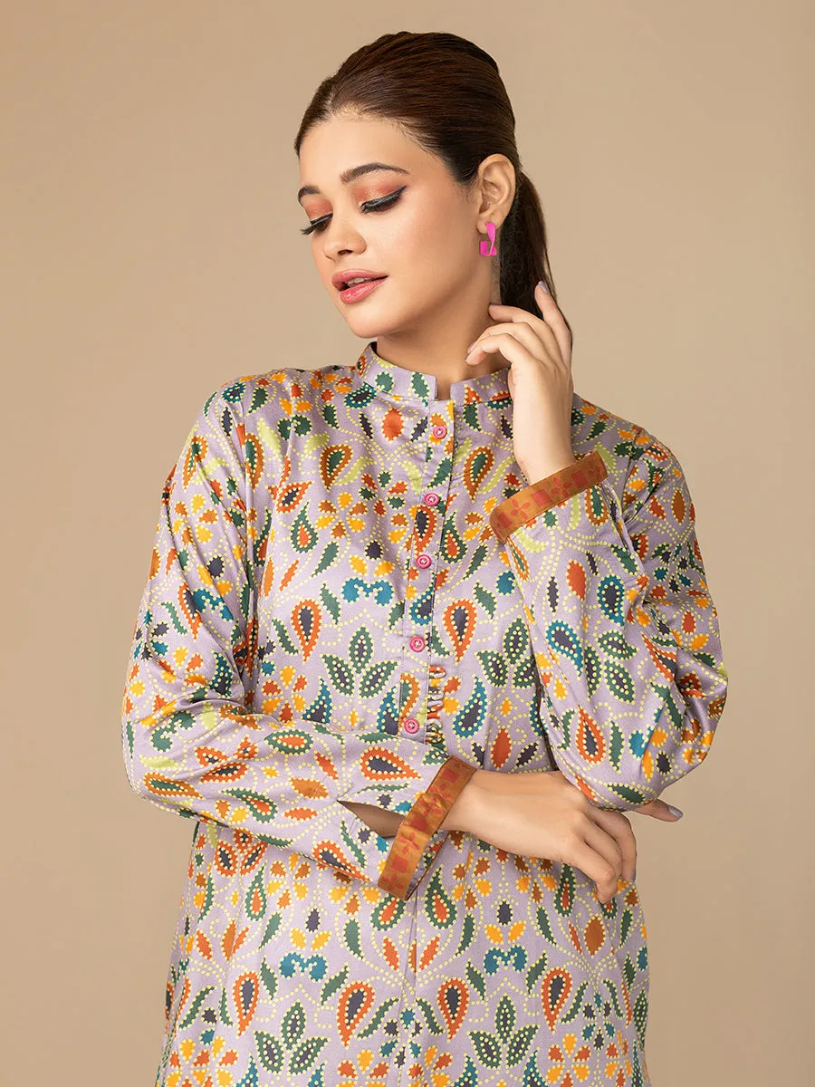 1pc - Stitched Basic Printed Cotton Silk Shirt