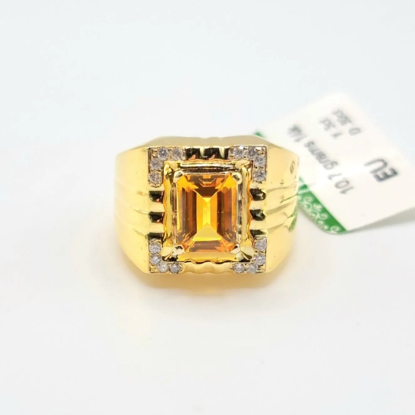 3 CT Citrine Diamond Men’s Ring