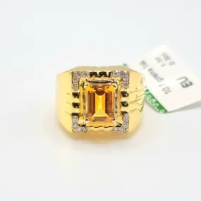 3 CT Citrine Diamond Men’s Ring