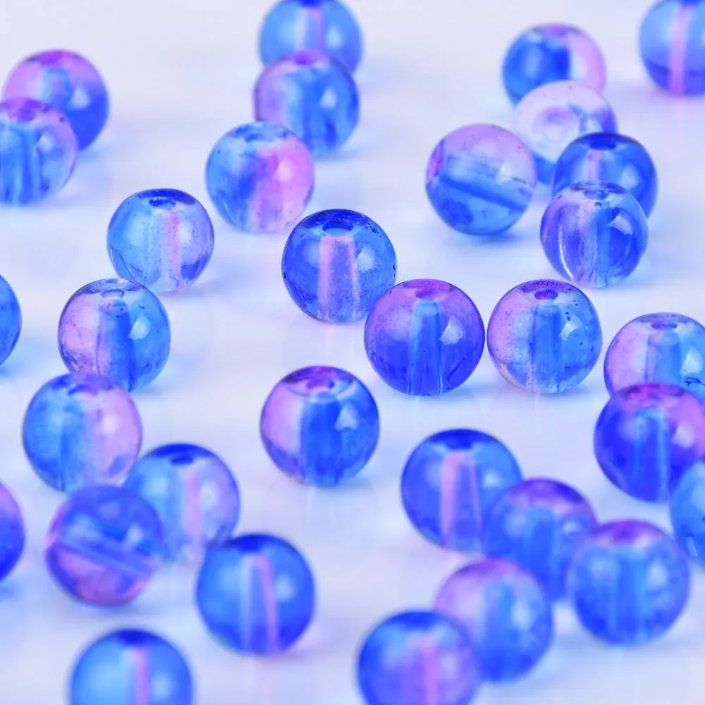 6mm Glass Round Beads Glass Ball Beads Czech Glass round Seed Beads Jewelry Making Beading Supplies Blue Violet 50pcs