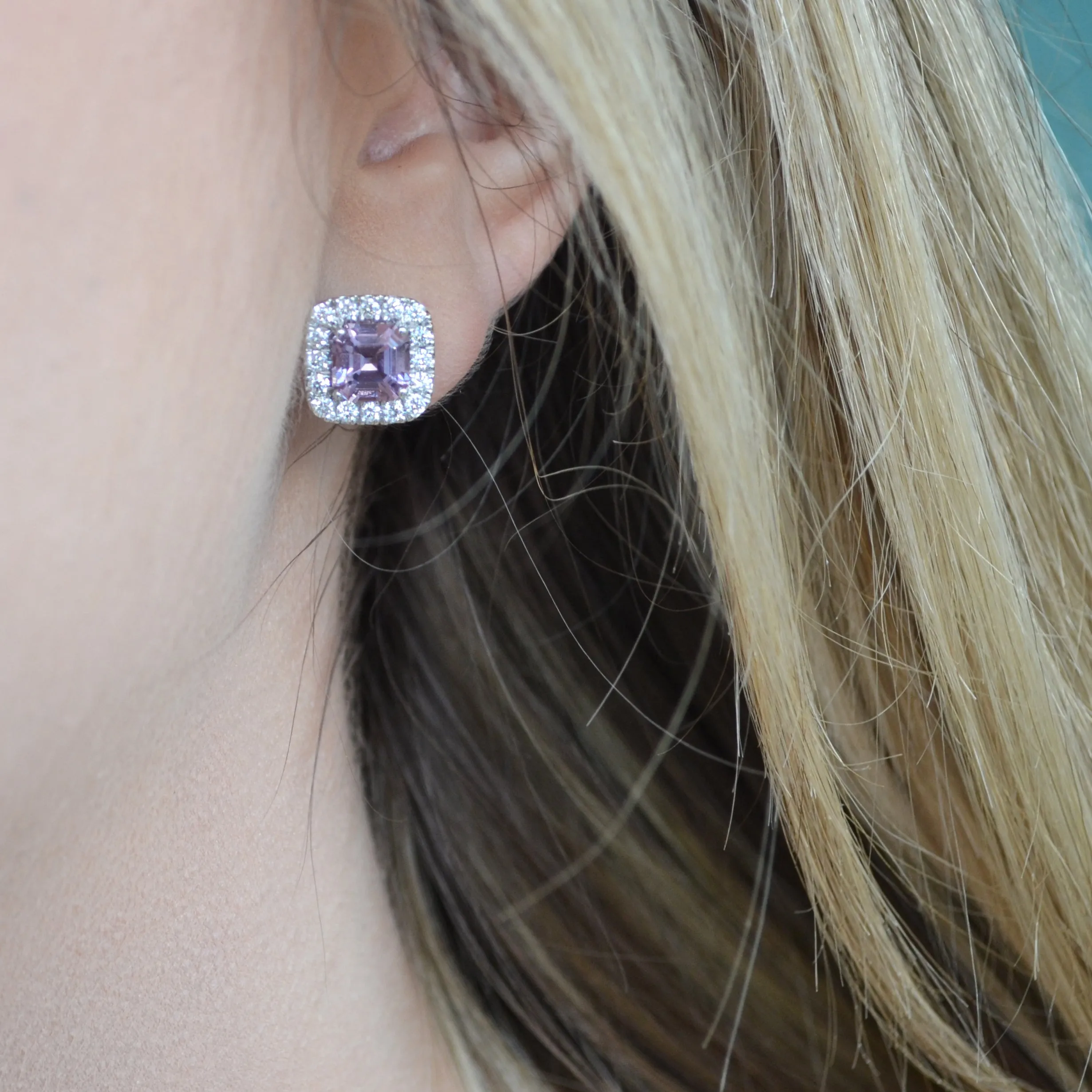 A & Furst - Dynamite - Stud Earrings with Lavender Spinel and Diamonds, 18k White Gold