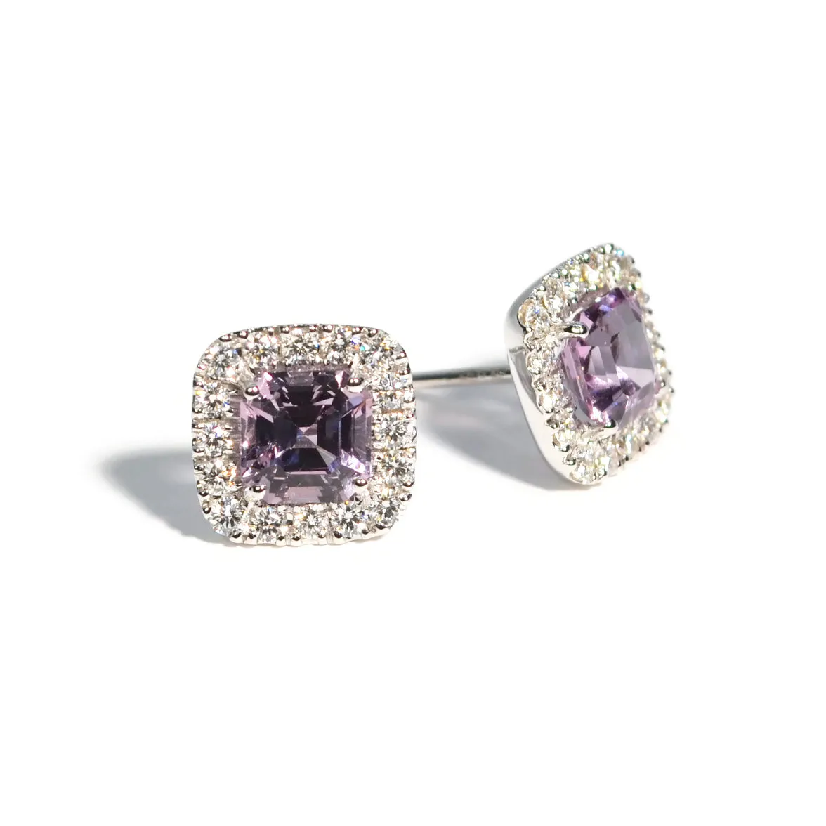 A & Furst - Dynamite - Stud Earrings with Lavender Spinel and Diamonds, 18k White Gold