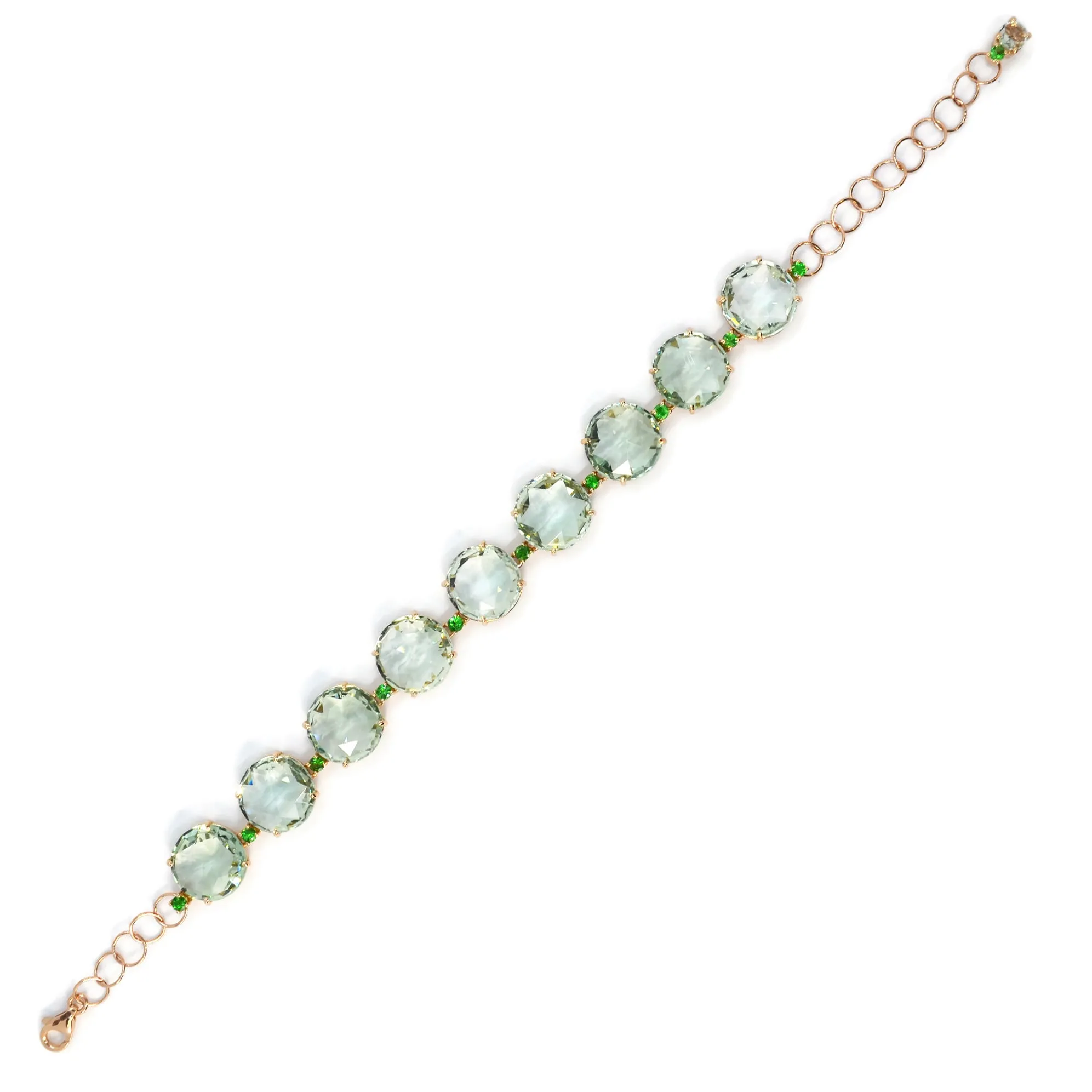 A & Furst - Lilies - Bracelet with Prasiolite and Tsavorite Garnet, 18k Rose Gold