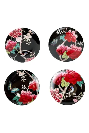 ANNA CHANDLER DESSERT PLATE SET CHINOISERIE BLACK