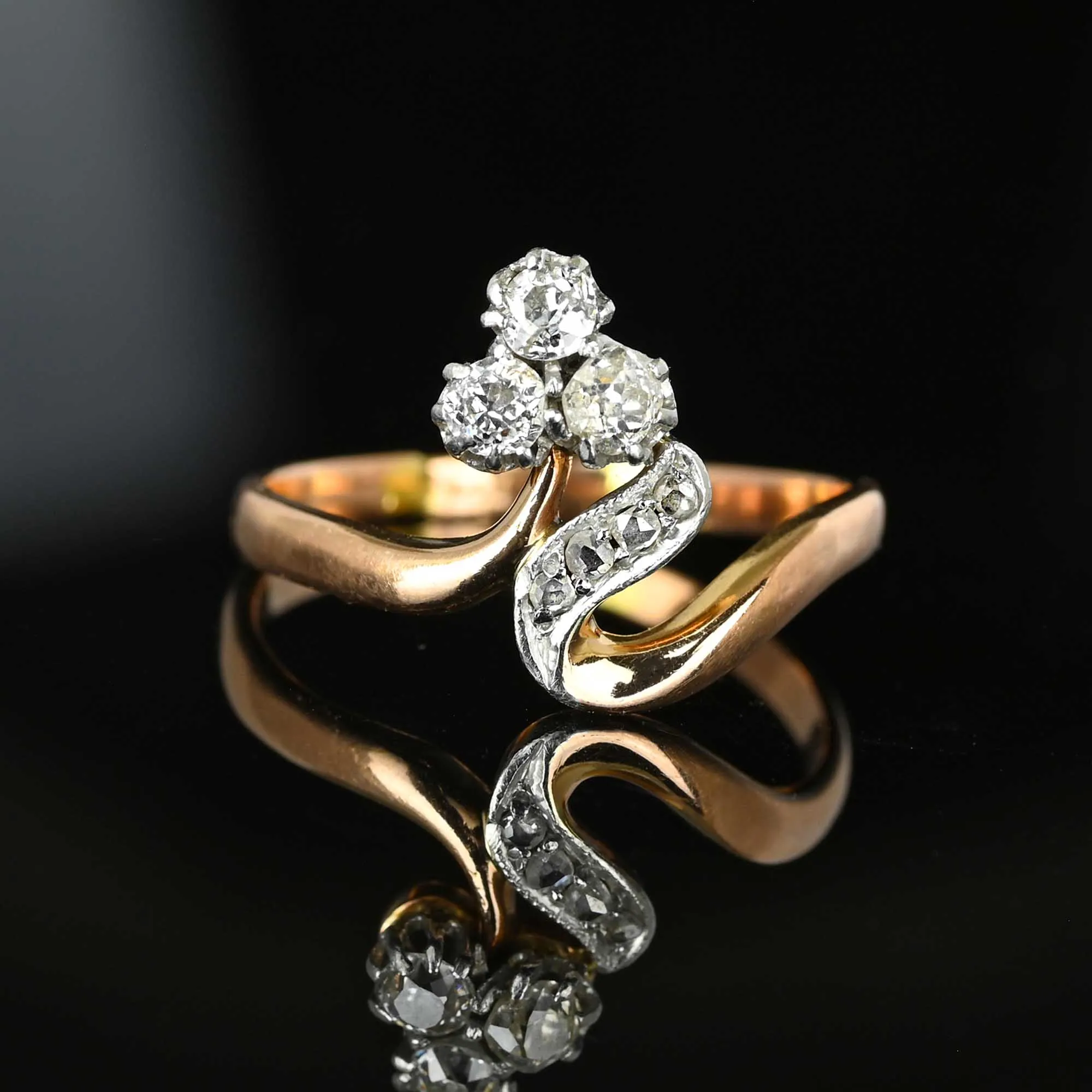 Antique Flower Clover Edwardian Diamond Ring