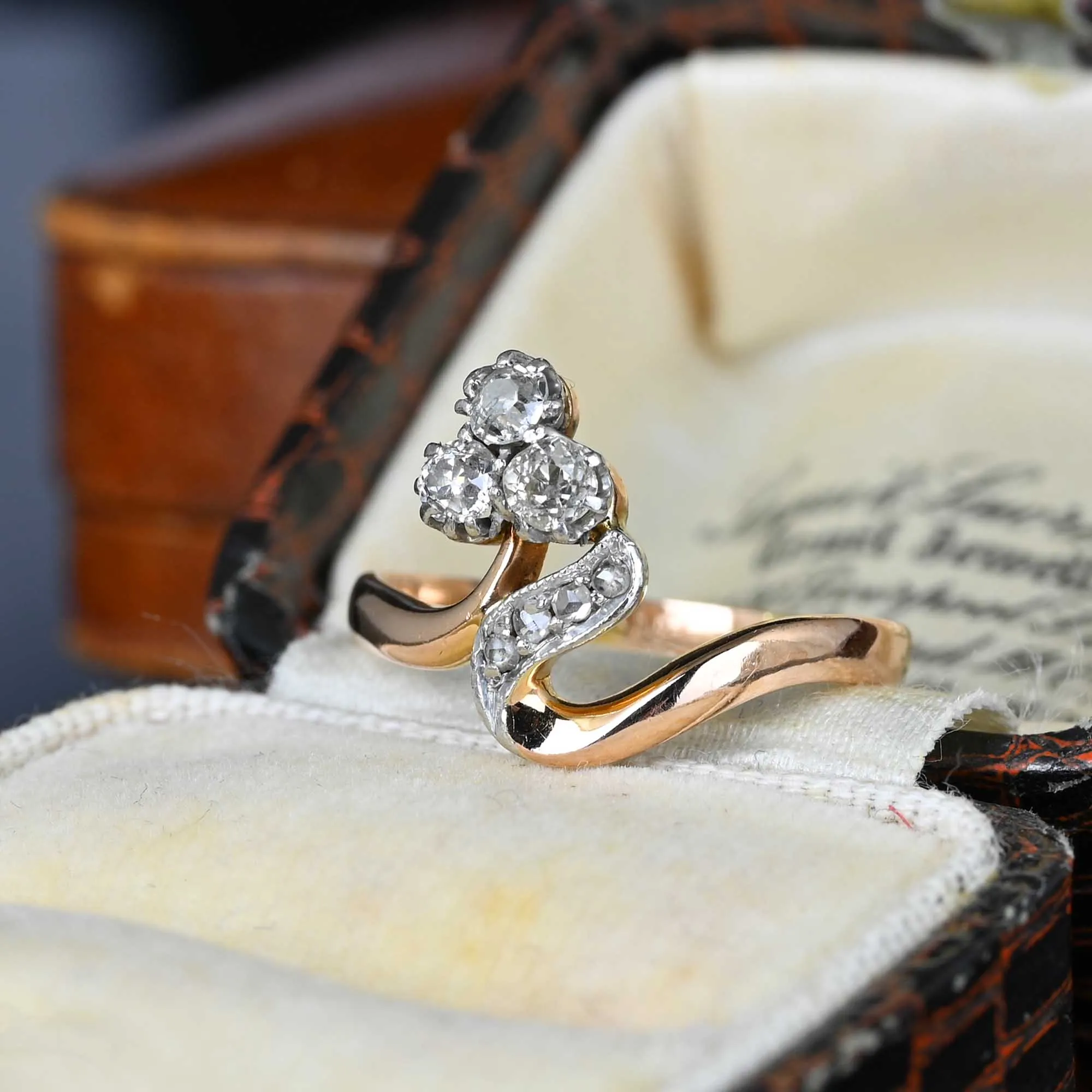 Antique Flower Clover Edwardian Diamond Ring