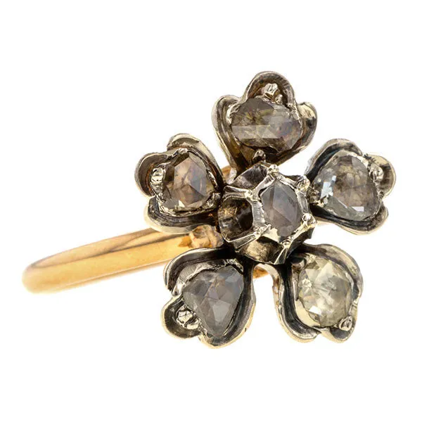 Antique Rose Cut Diamond Flower Ring