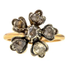 Antique Rose Cut Diamond Flower Ring