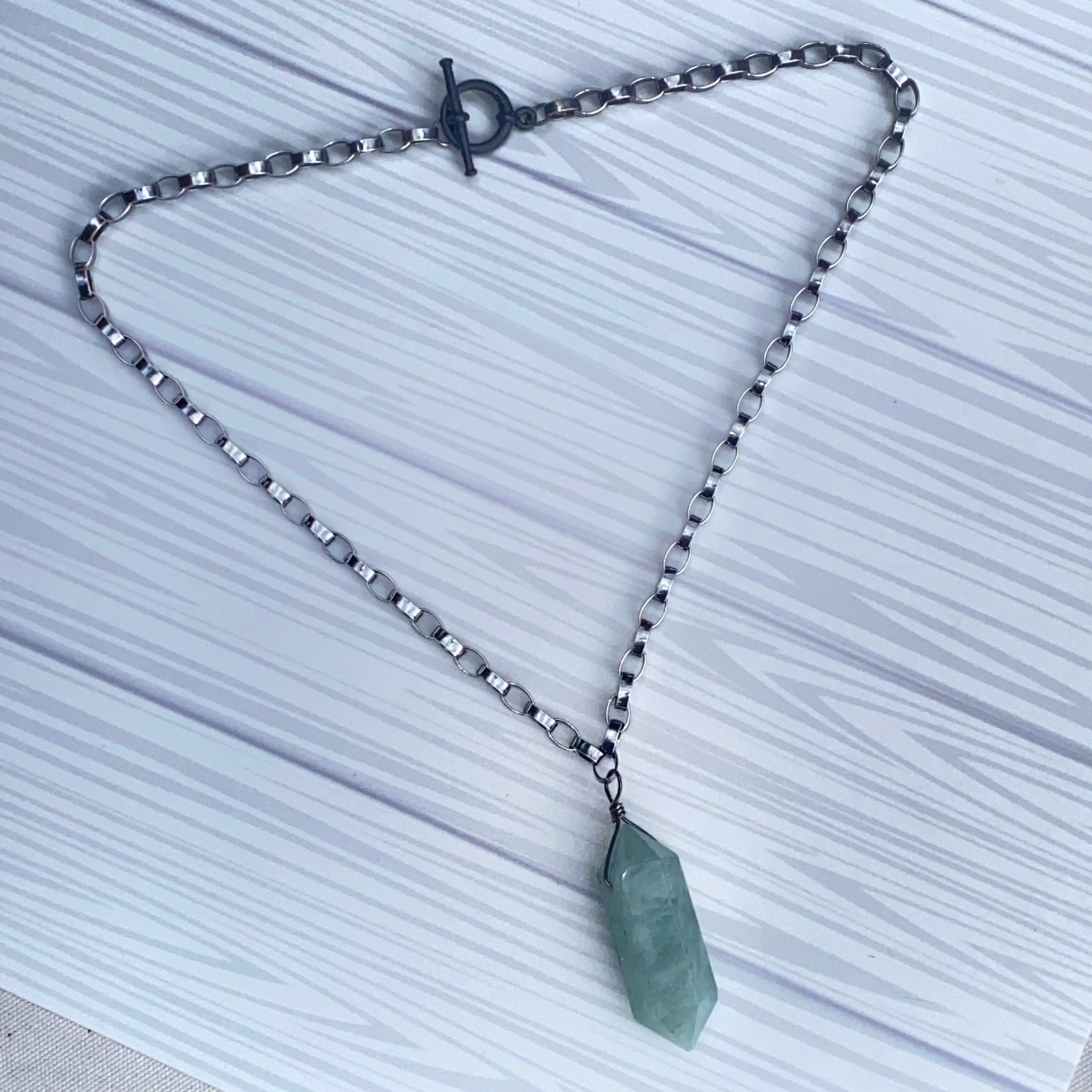 Aquamarine Point Heavy Chain Necklace