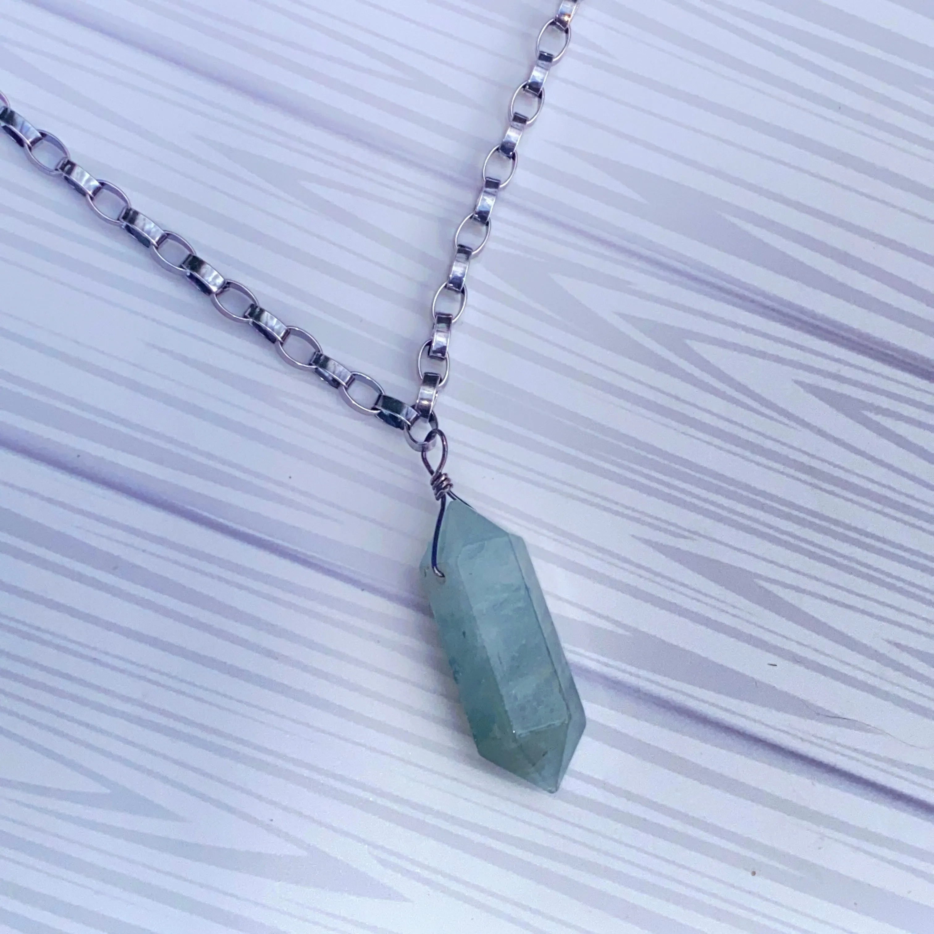 Aquamarine Point Heavy Chain Necklace