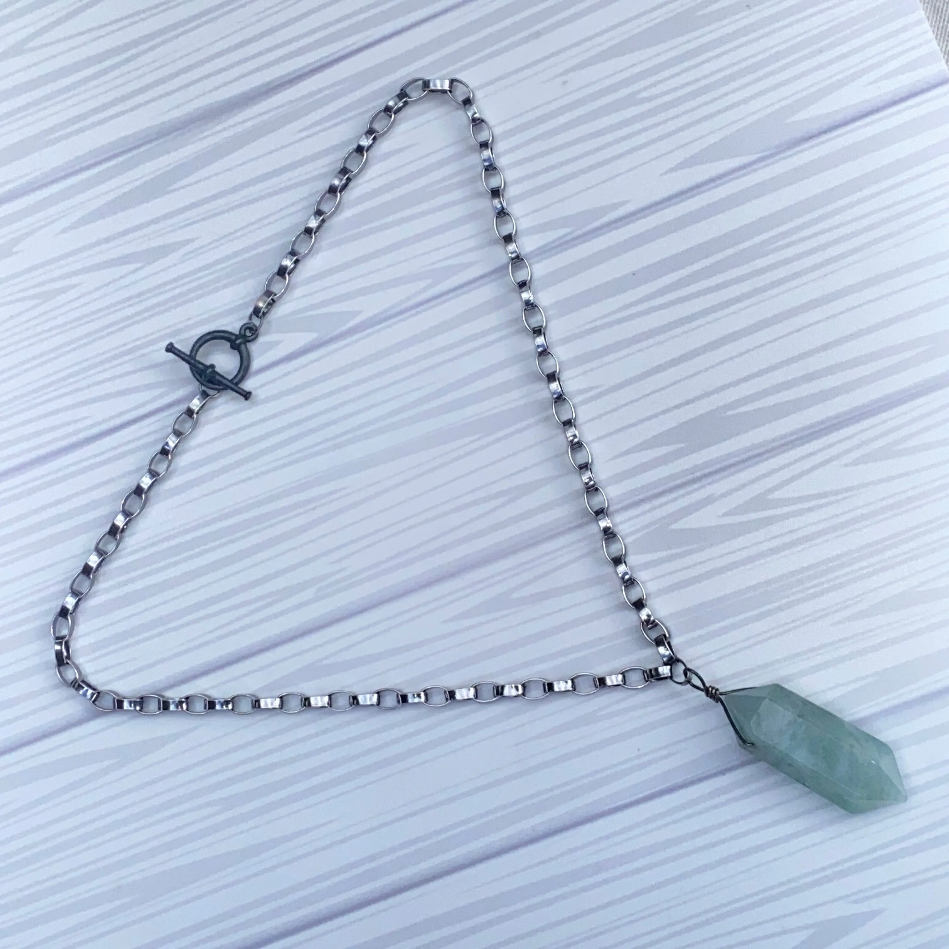 Aquamarine Point Heavy Chain Necklace