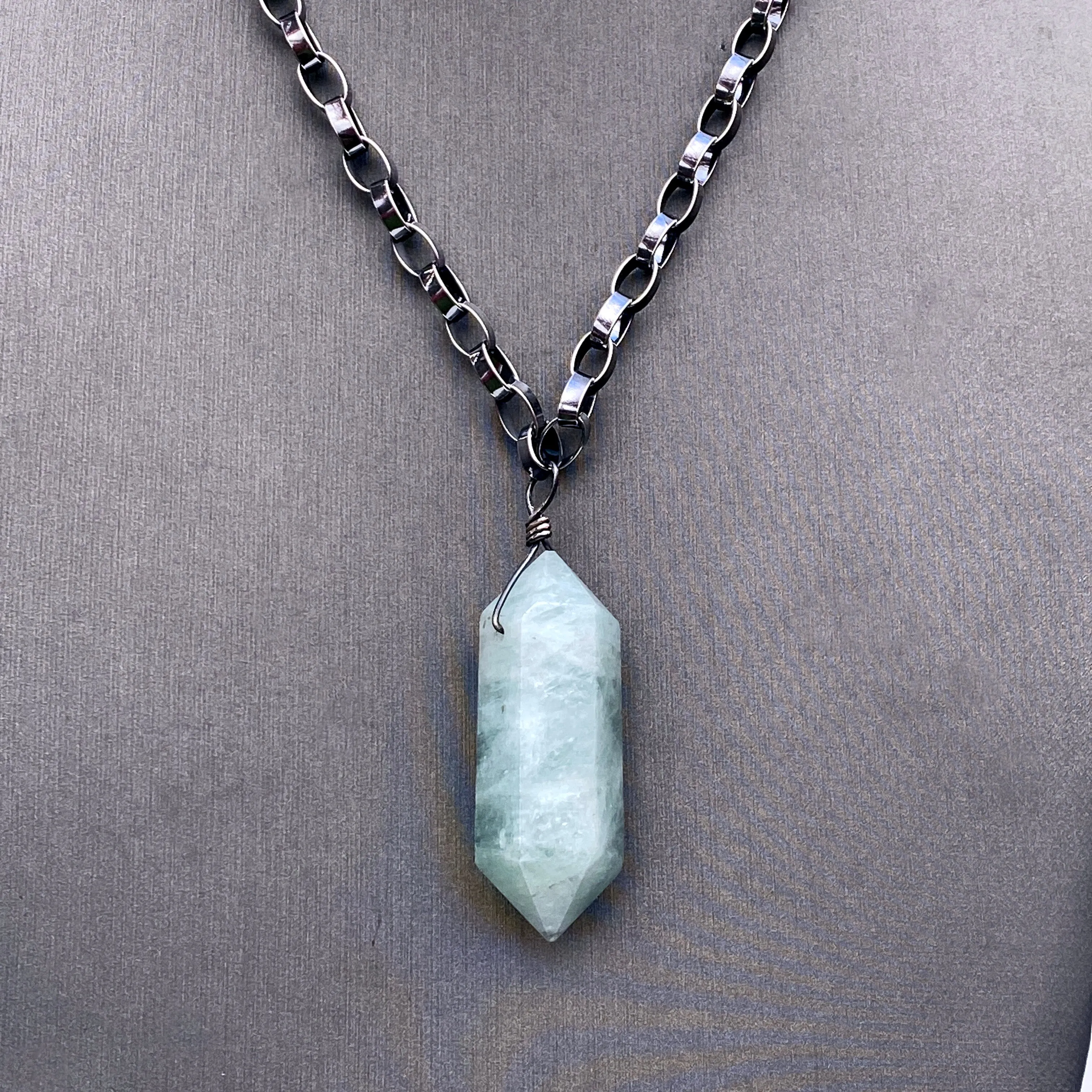 Aquamarine Point Heavy Chain Necklace