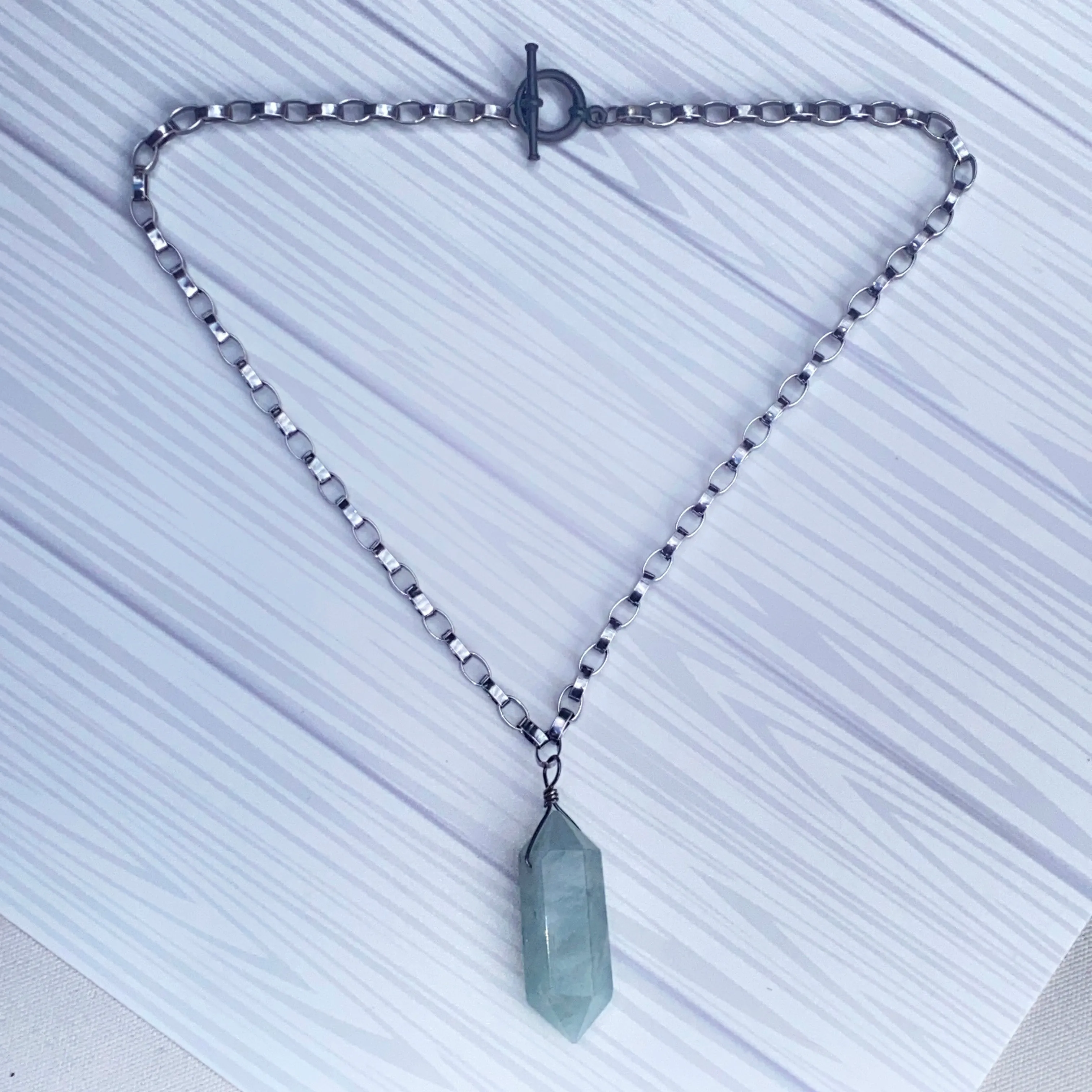 Aquamarine Point Heavy Chain Necklace