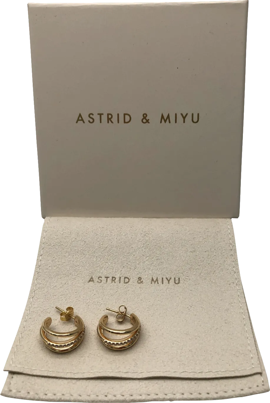 Astrid & Miyu 18k gold plated Gleam Illusion Crystal Hoops