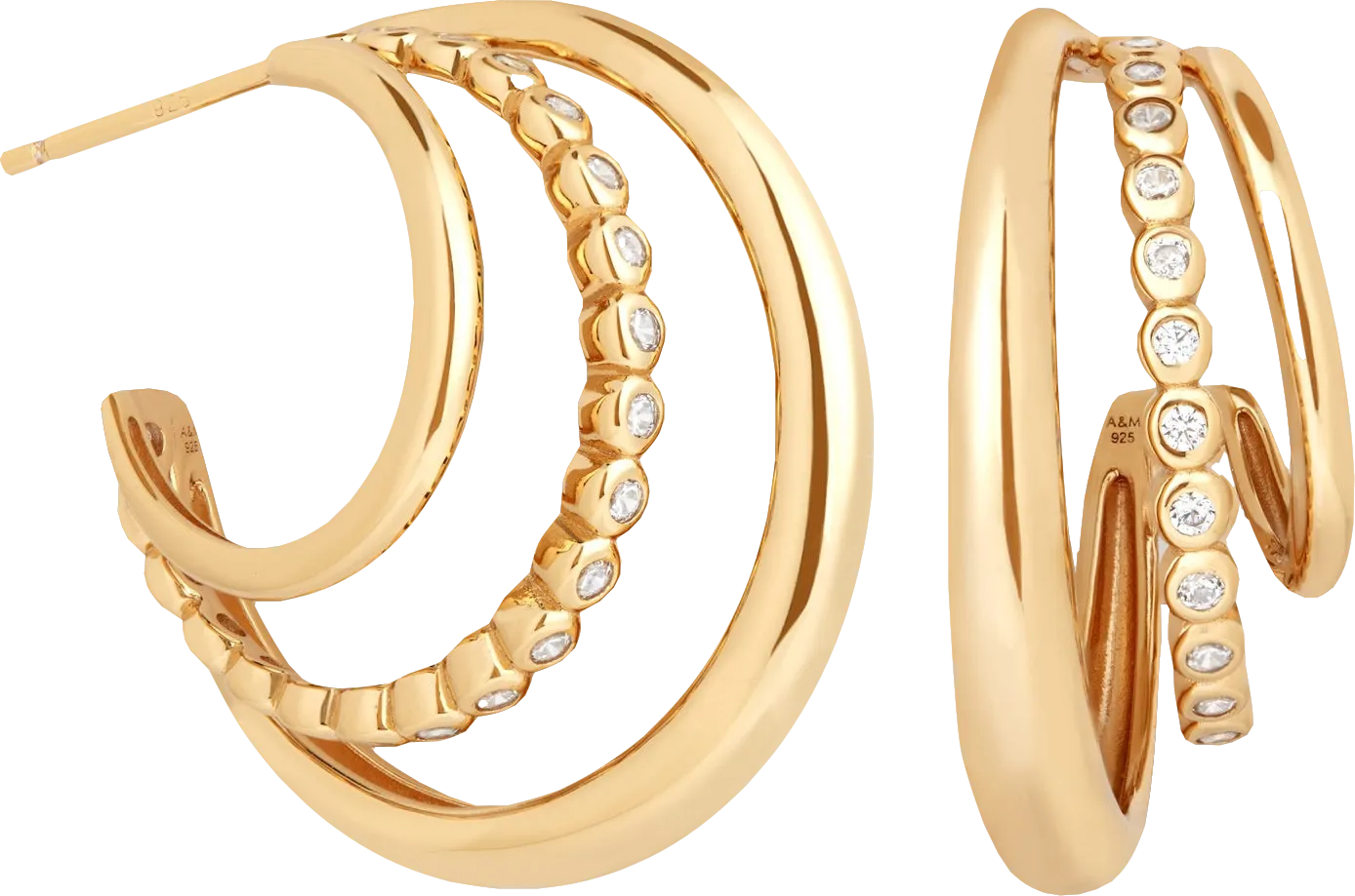 Astrid & Miyu 18k gold plated Gleam Illusion Crystal Hoops