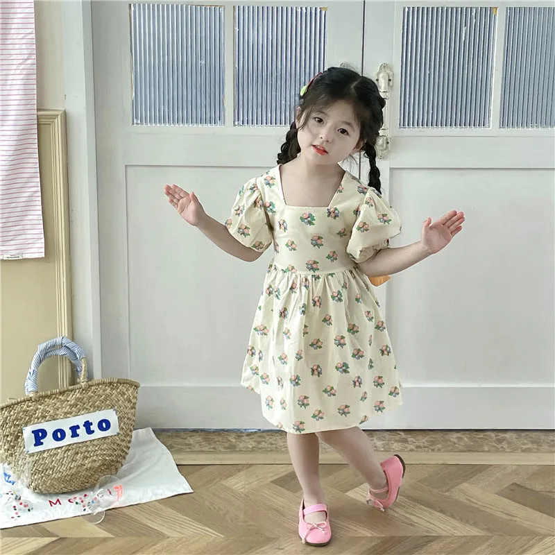 Baby Kid Girls Flower Print Dresses