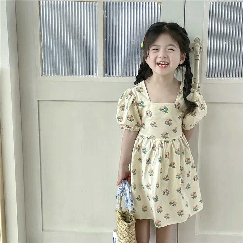 Baby Kid Girls Flower Print Dresses