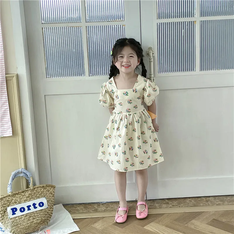 Baby Kid Girls Flower Print Dresses