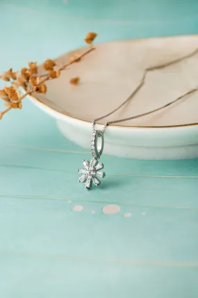 Baguette Treaty Flower Sterling Silver Pendant