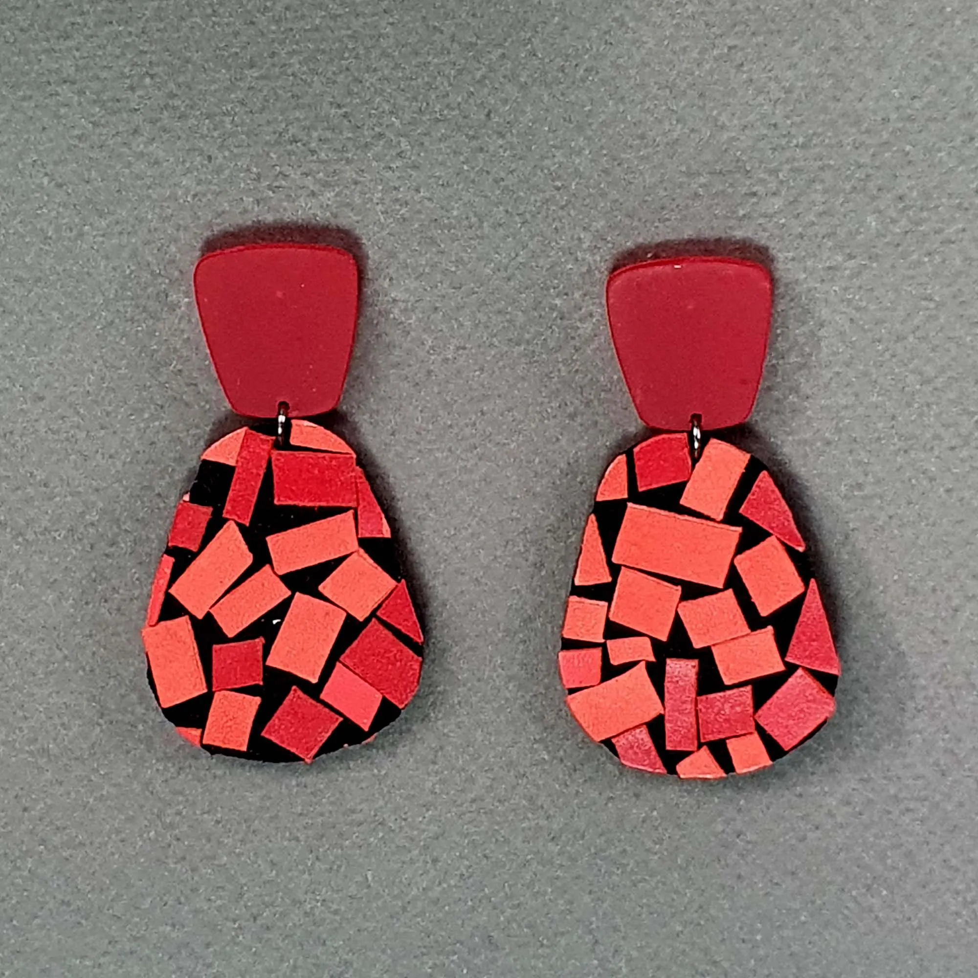 Balagan Red large leather earrings