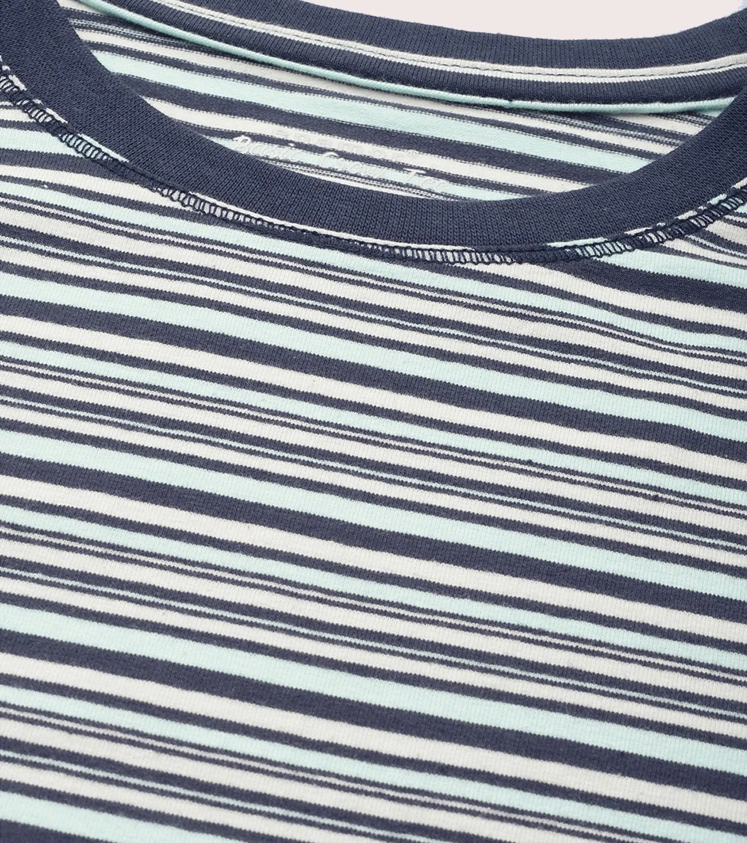 Basic Crew Tee – Striped | Short Sleeve Crew Neck Stretch Cotton Tee