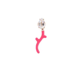 Bea Bongiasca - Foxy Single Earring with Rock Crystal and Pink Enamel, Yellow Gold and Silver