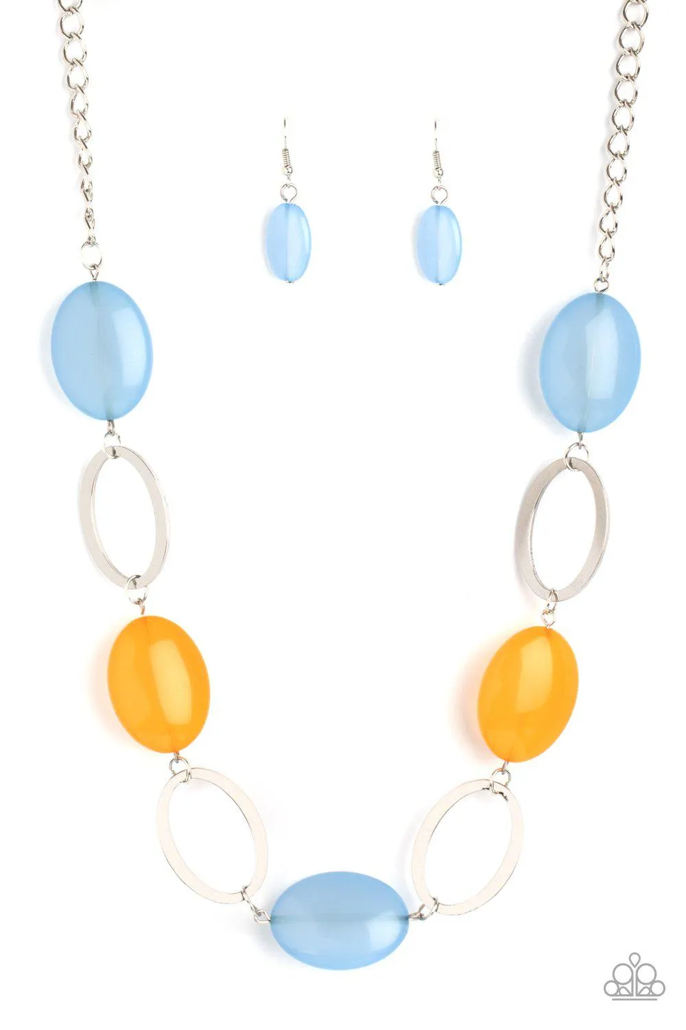 Beachside Boardwalk Multi-color Blue and Orange Necklace - Paparazzi Accessories