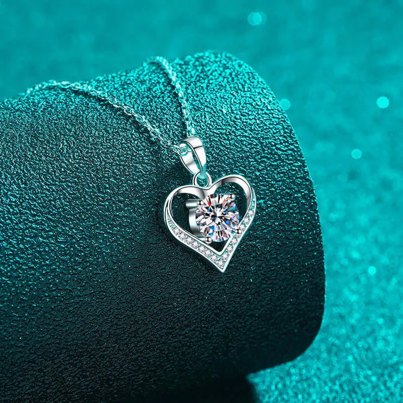 Beating Heart Sweet Moissanite Heart Necklace