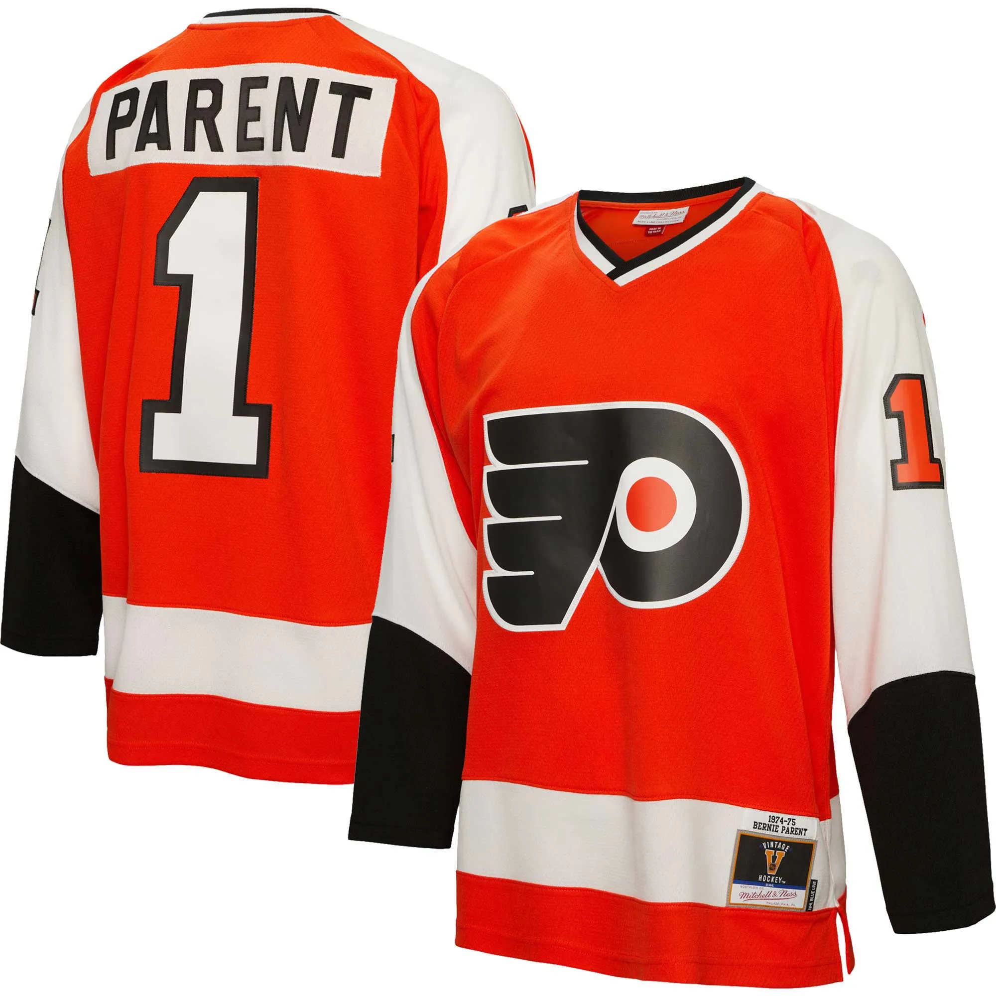 Bernie Parent Philadelphia Flyers Mitchell & Ness 1974/75  Blue Line Player Jersey - Orange