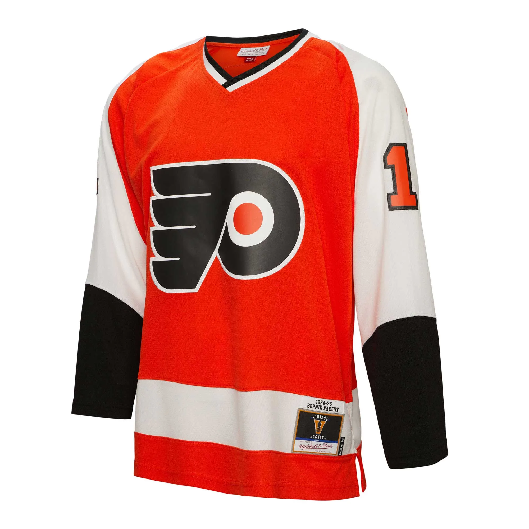 Bernie Parent Philadelphia Flyers Mitchell & Ness 1974/75  Blue Line Player Jersey - Orange