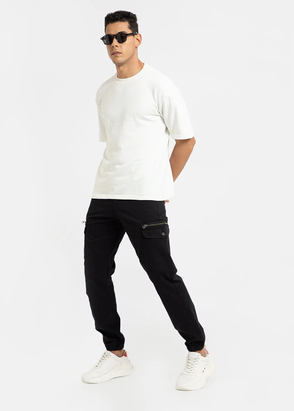 Black Elasticated Cargo Pant