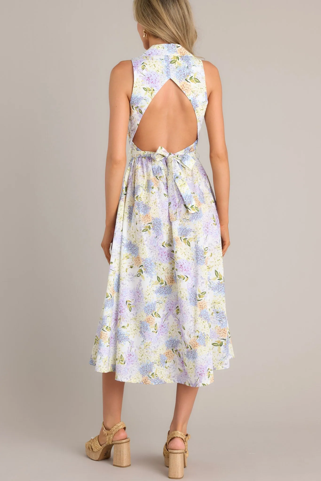 Blessed Life Lavender Floral Button Front Midi Dress