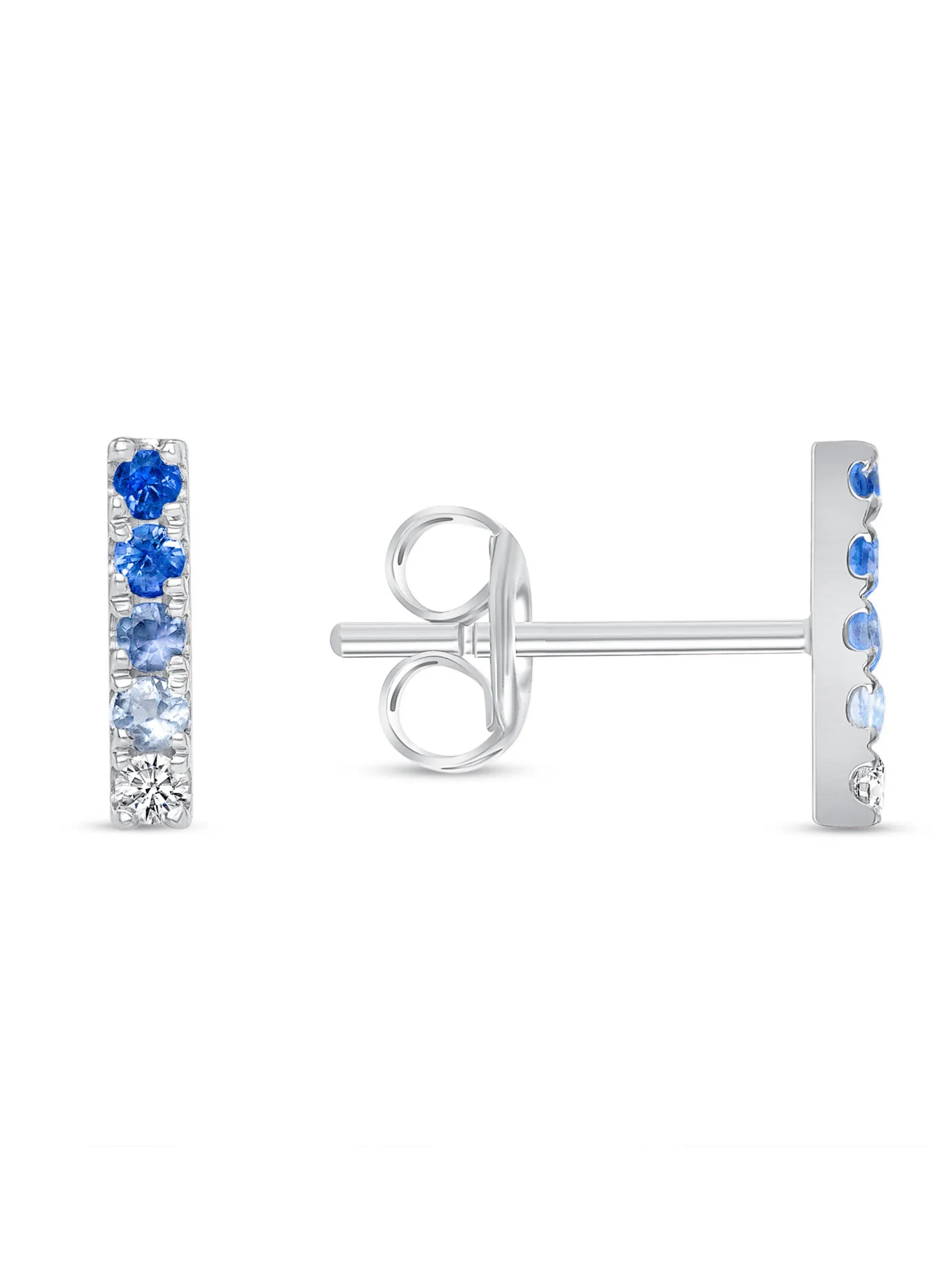 Blue Ombre Stud Earrings 14K