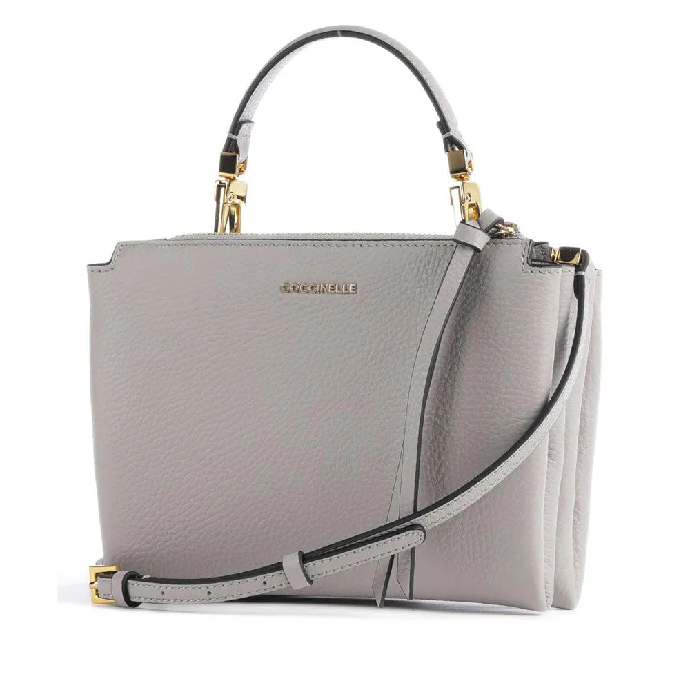 Borsa Donna a Mano con Tracolla COCCINELLE in Pelle Linea Arlettis colore Light Grey