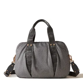 Borsa Donna Bauletto a Mano BORBONESE linea Cloudette Medium in Tessuto Jet Op colore Clay Grey