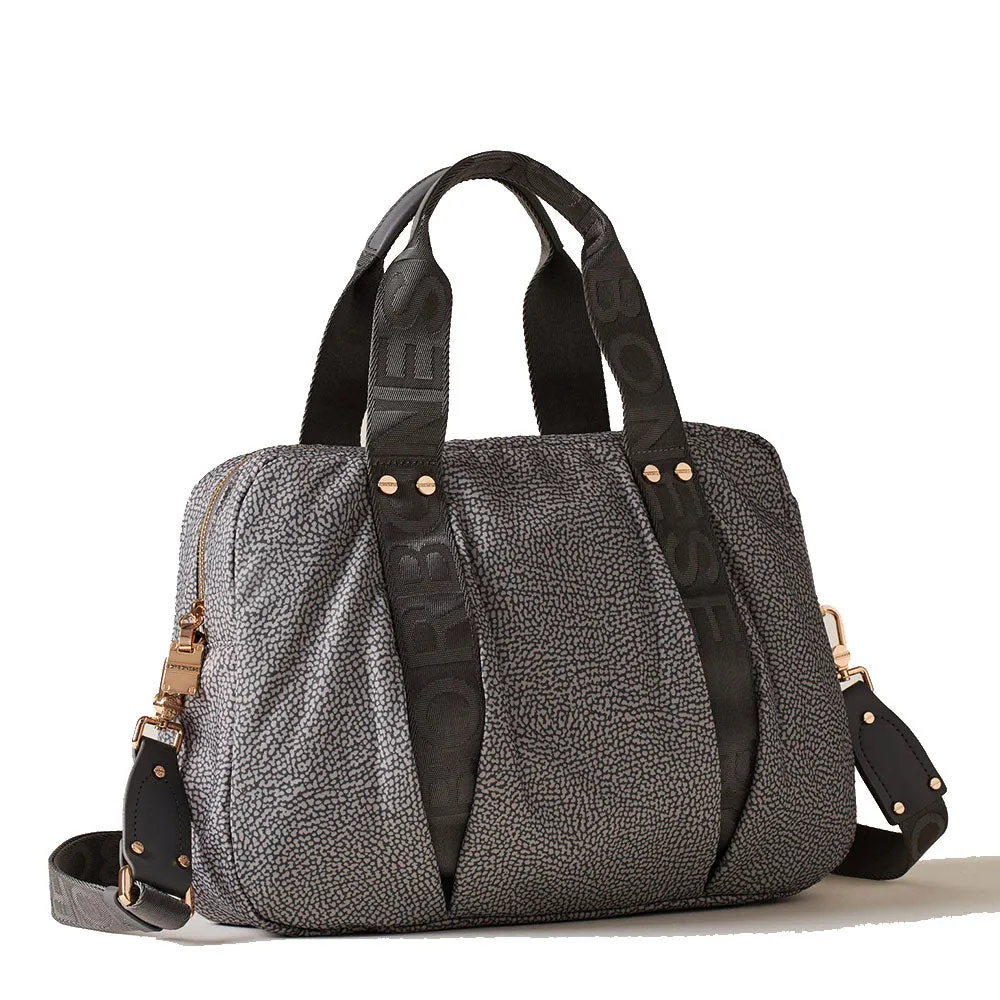 Borsa Donna Bauletto a Mano BORBONESE linea Cloudette Medium in Tessuto Jet Op colore Clay Grey