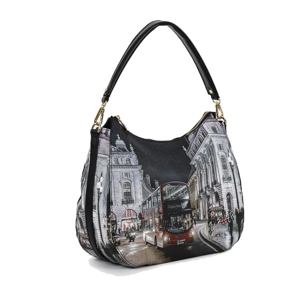 Borsa Donna Hobo Bag Y NOT YES-629 stampa London By Night