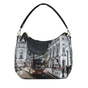 Borsa Donna Hobo Bag Y NOT YES-629 stampa London By Night