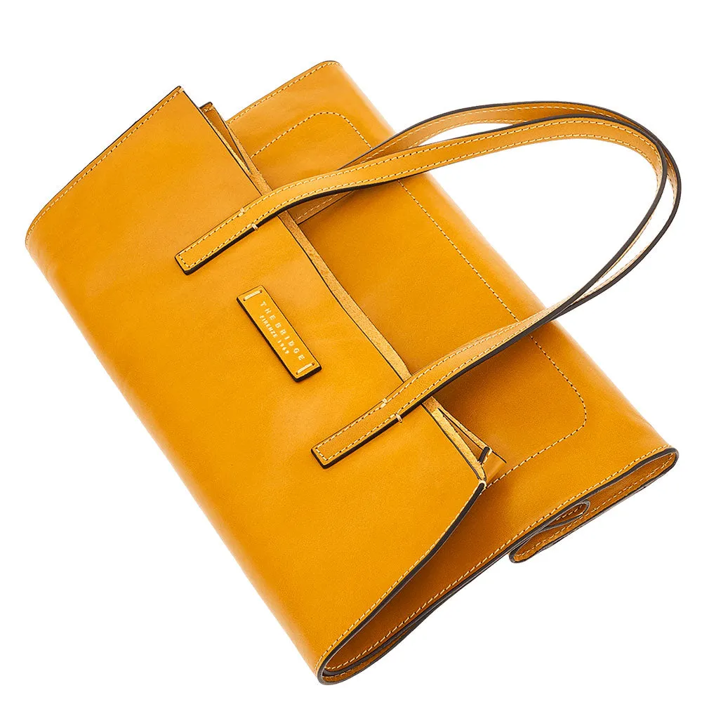 Borsa Donna Shopper Verticale THE BRIDGE linea Mirra in Pelle Giallo Miele