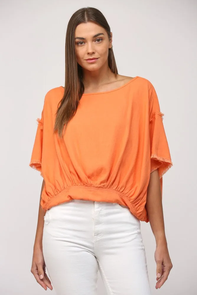 Briggs Fray Detail Linen Blend Boxy Top