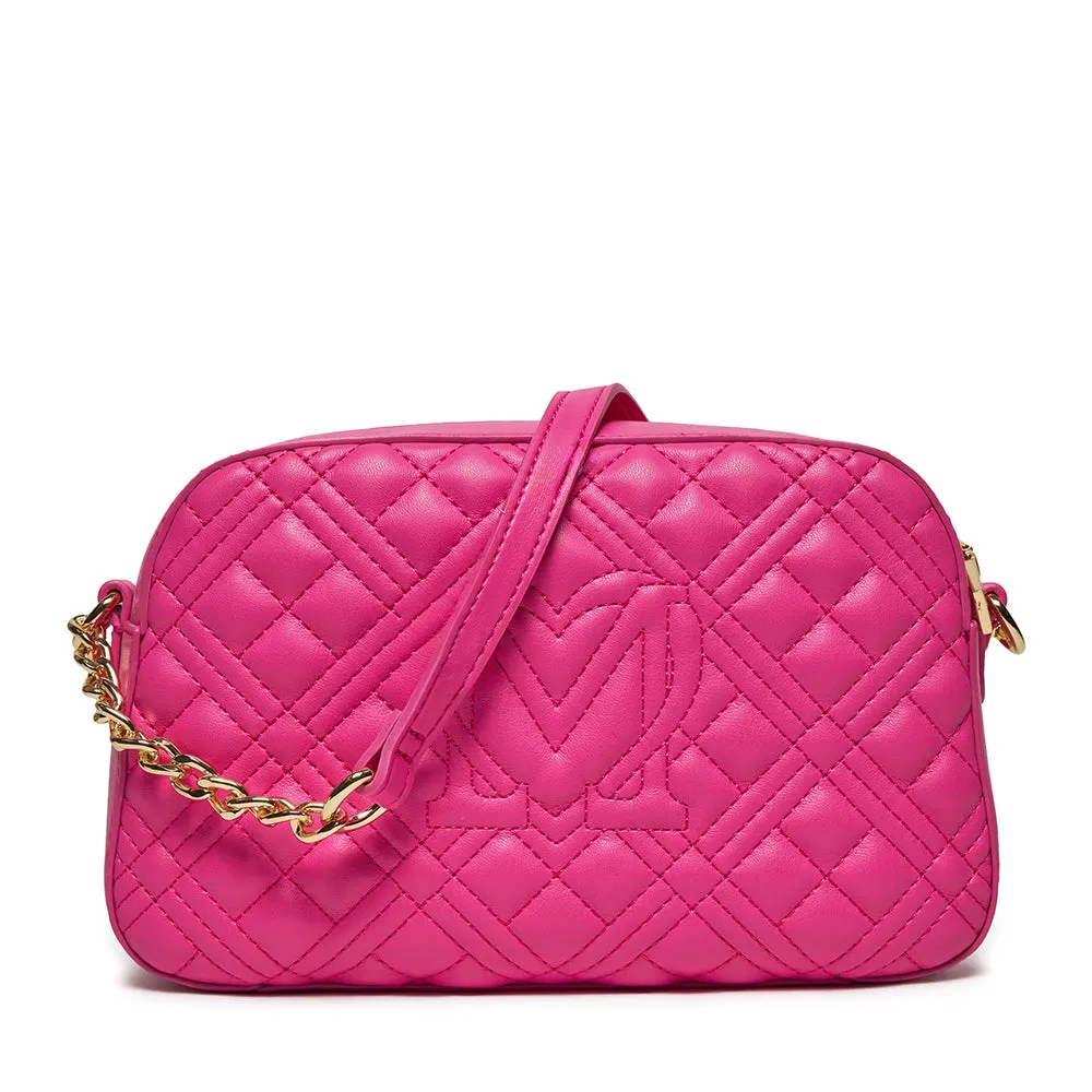 Camera Case con Tracolla LOVE MOSCHINO linea Shiny Quilted Fuxia