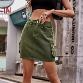 Cargo Denim Short Skirt