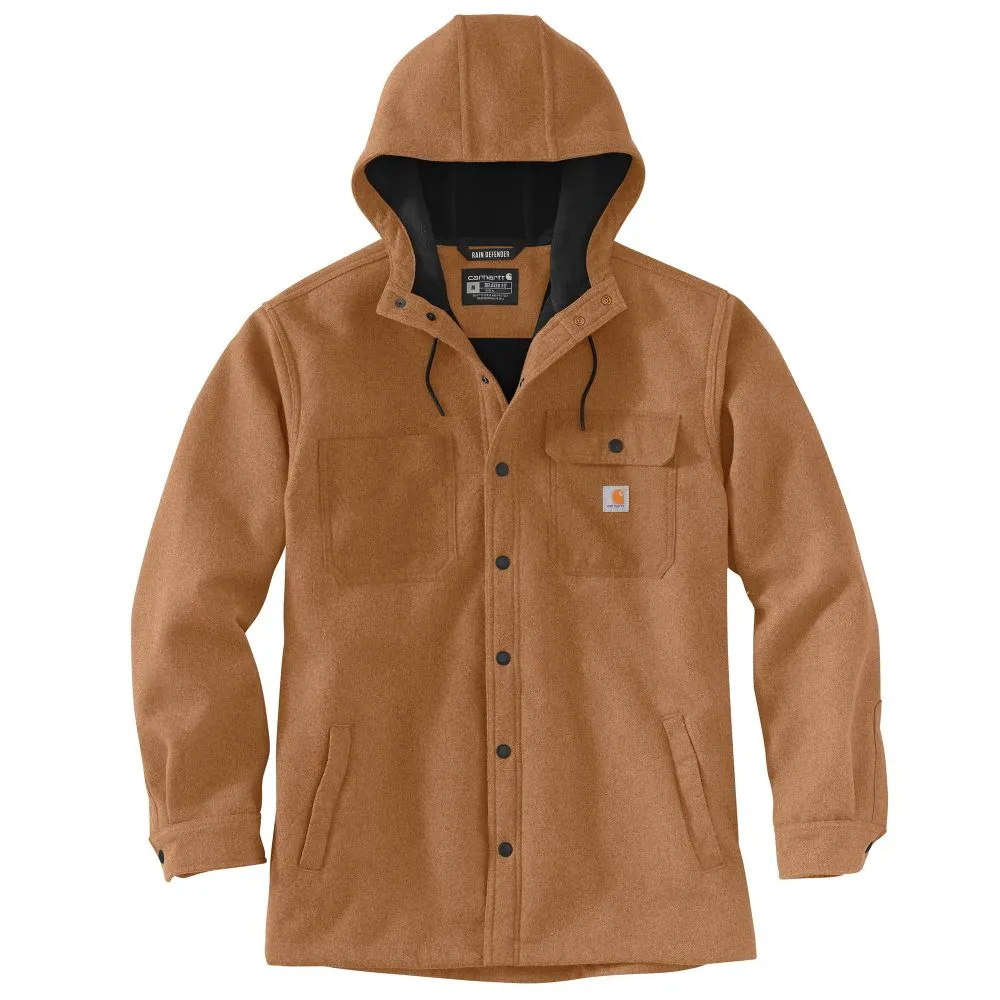 'Carhartt' Men's Rain Defender Heavyweight Hooded Shirt Jac - Oiled Walnut Heather